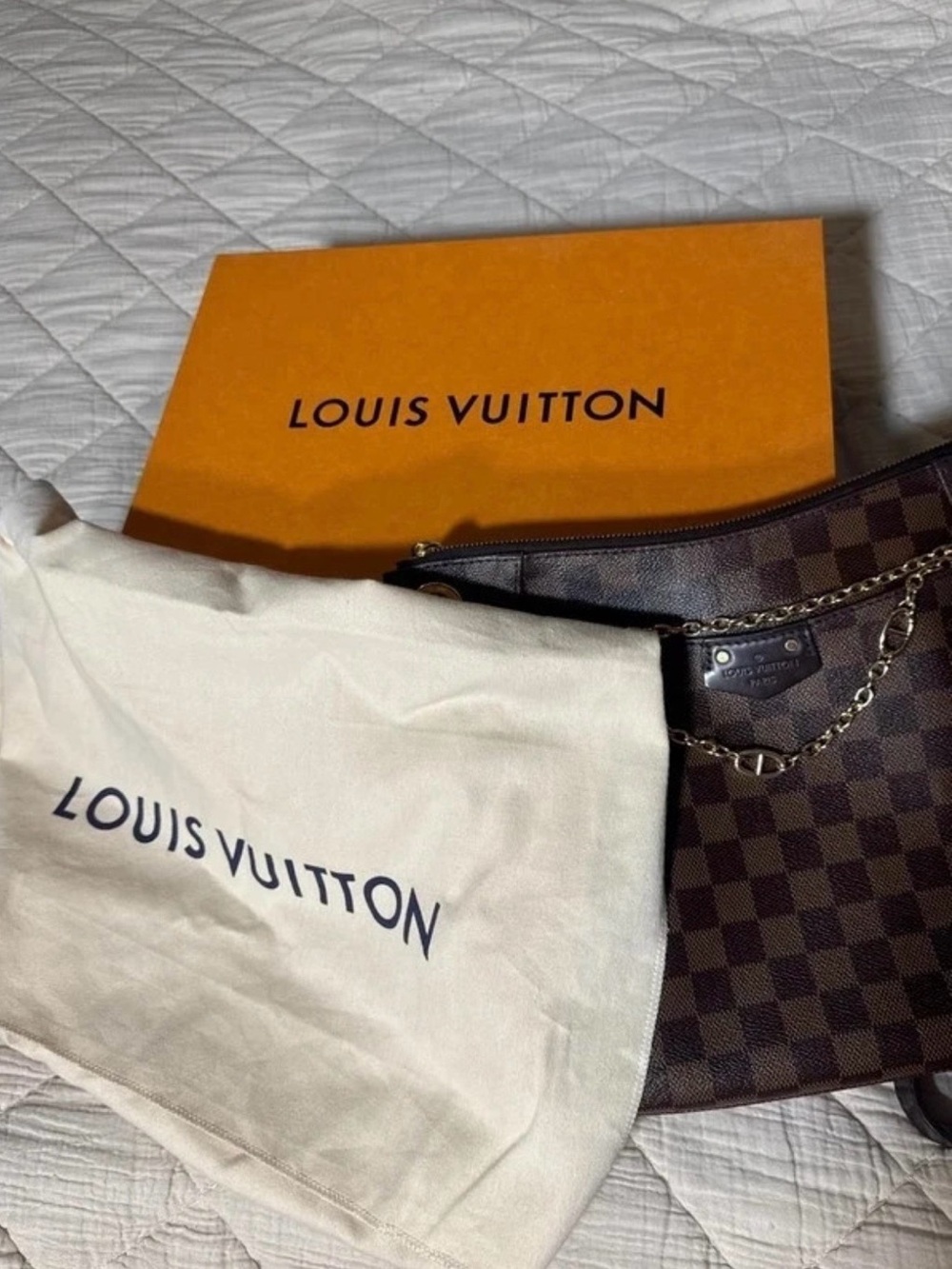 Authentic Louis Vuitton Damier Ebene South Bank Besace Crossbody or Shoulder Bag